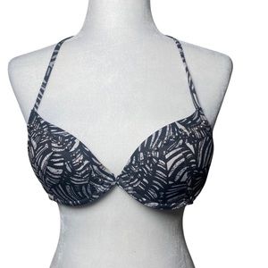 H&M Bikini Top Black and White Beaded Sz 34B